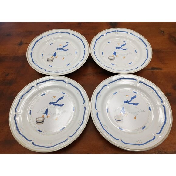 vintage 1987 newcor set of 4 stoneware 6005 countryside 7.5" dessert plates. - Picture 2 of 7